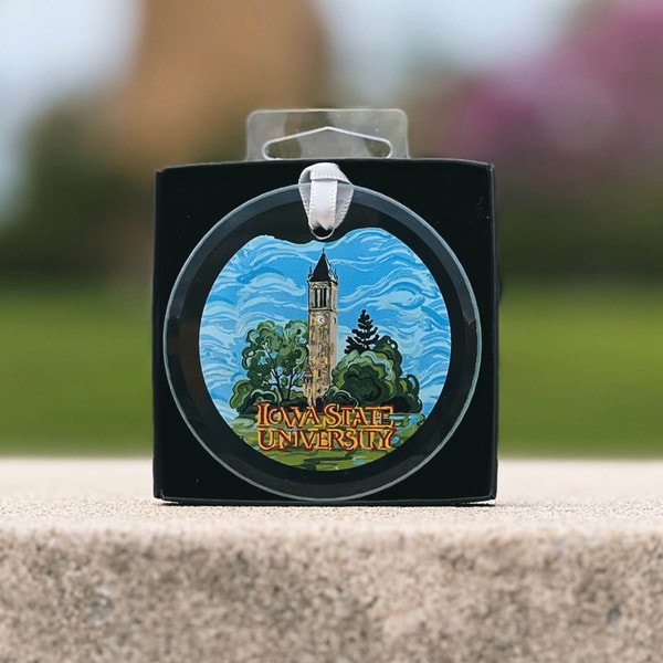 Justin Patten Campanile Iowa State Glass Ornament (3"x3")